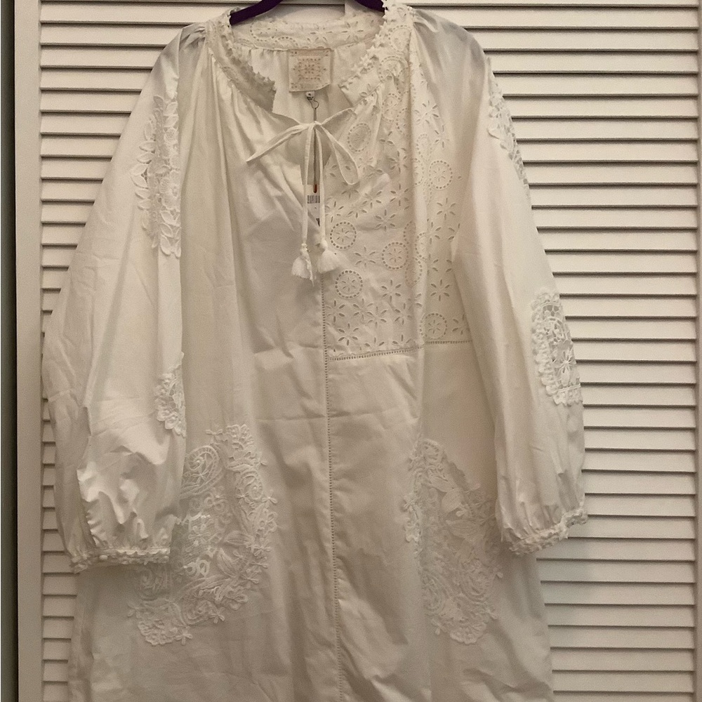 Johnny Was White Embroidered Dress